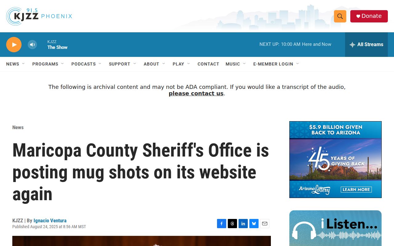KJZZ report about the revised Maricopa County mugshot lookup
