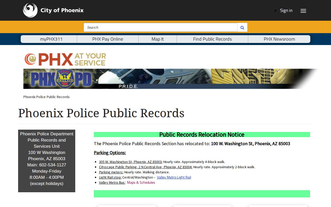 Phoenix Police public records portal
