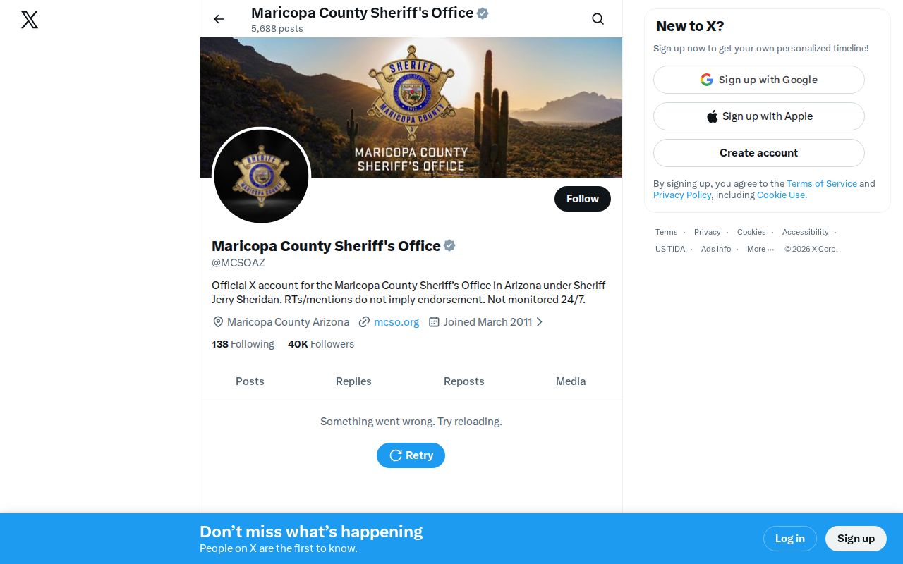Official MCSO social account used for agency announcements